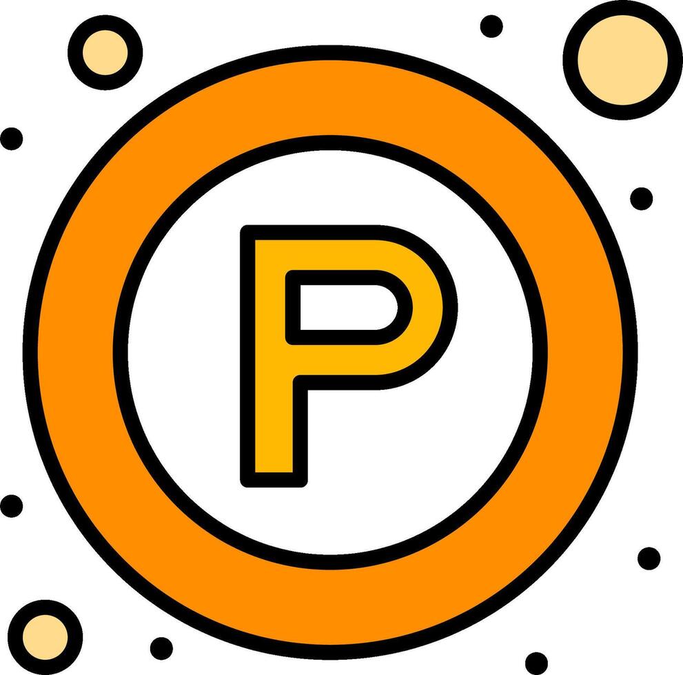 The letter p in an orange circle with dots vector