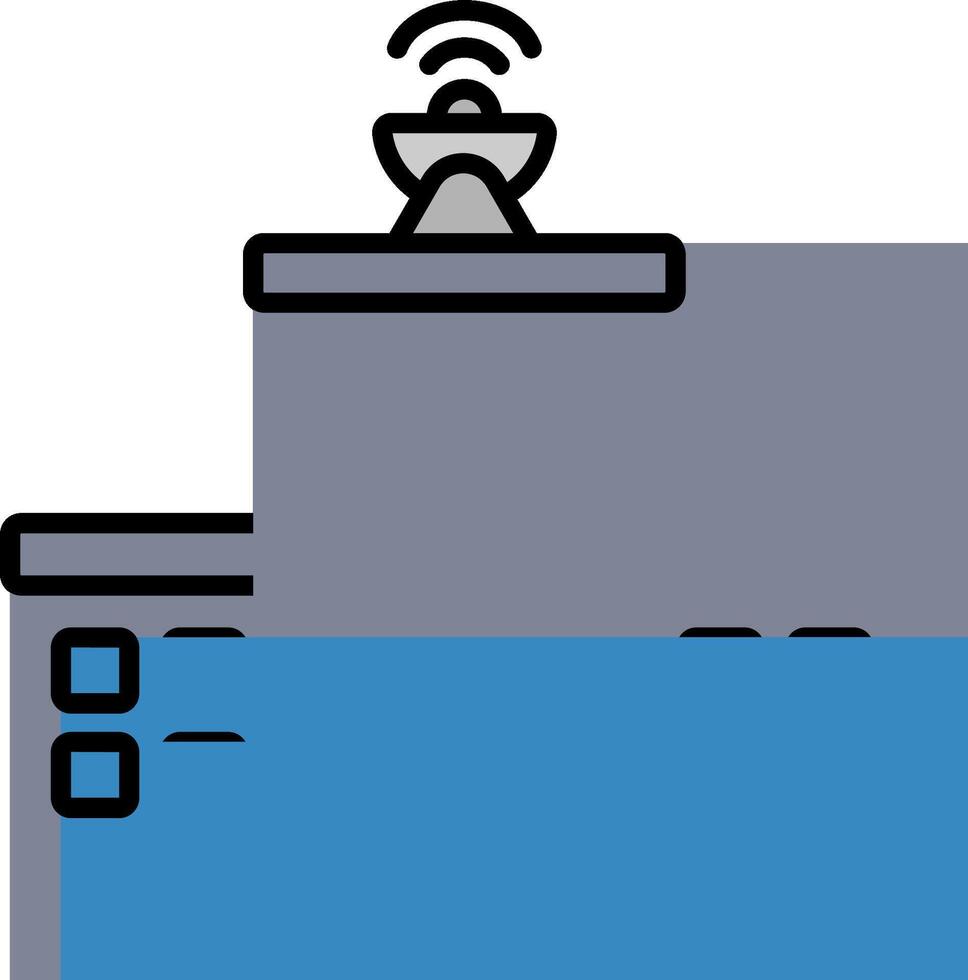 A blue and white icon of a computer with a wifi signal vector