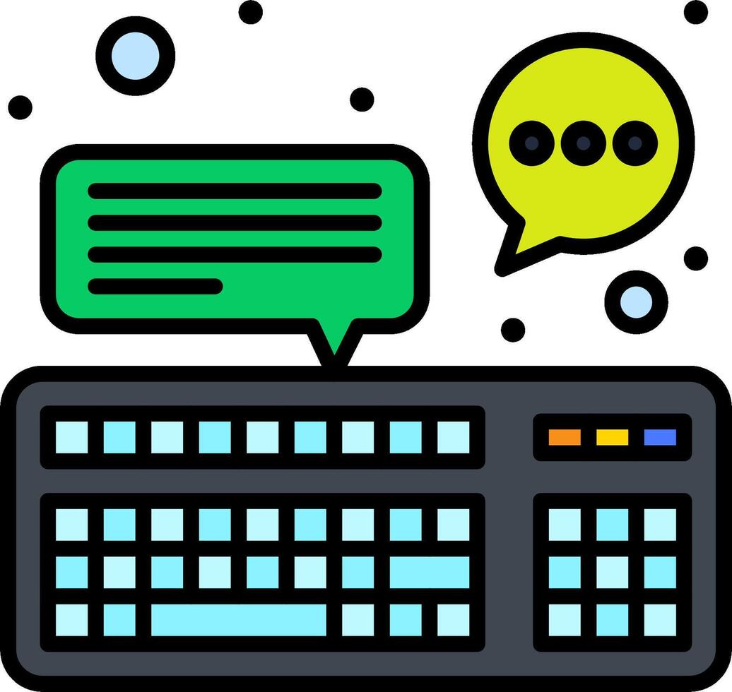 A keyboard and speech bubble with bubbles vector
