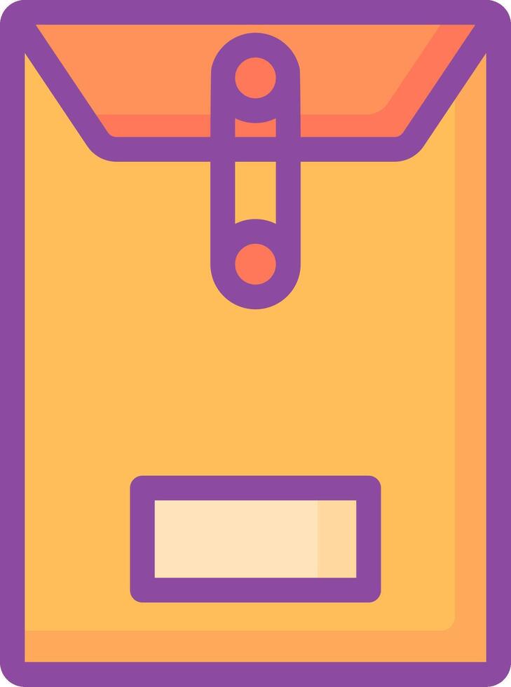 An orange envelope with a purple handle vector