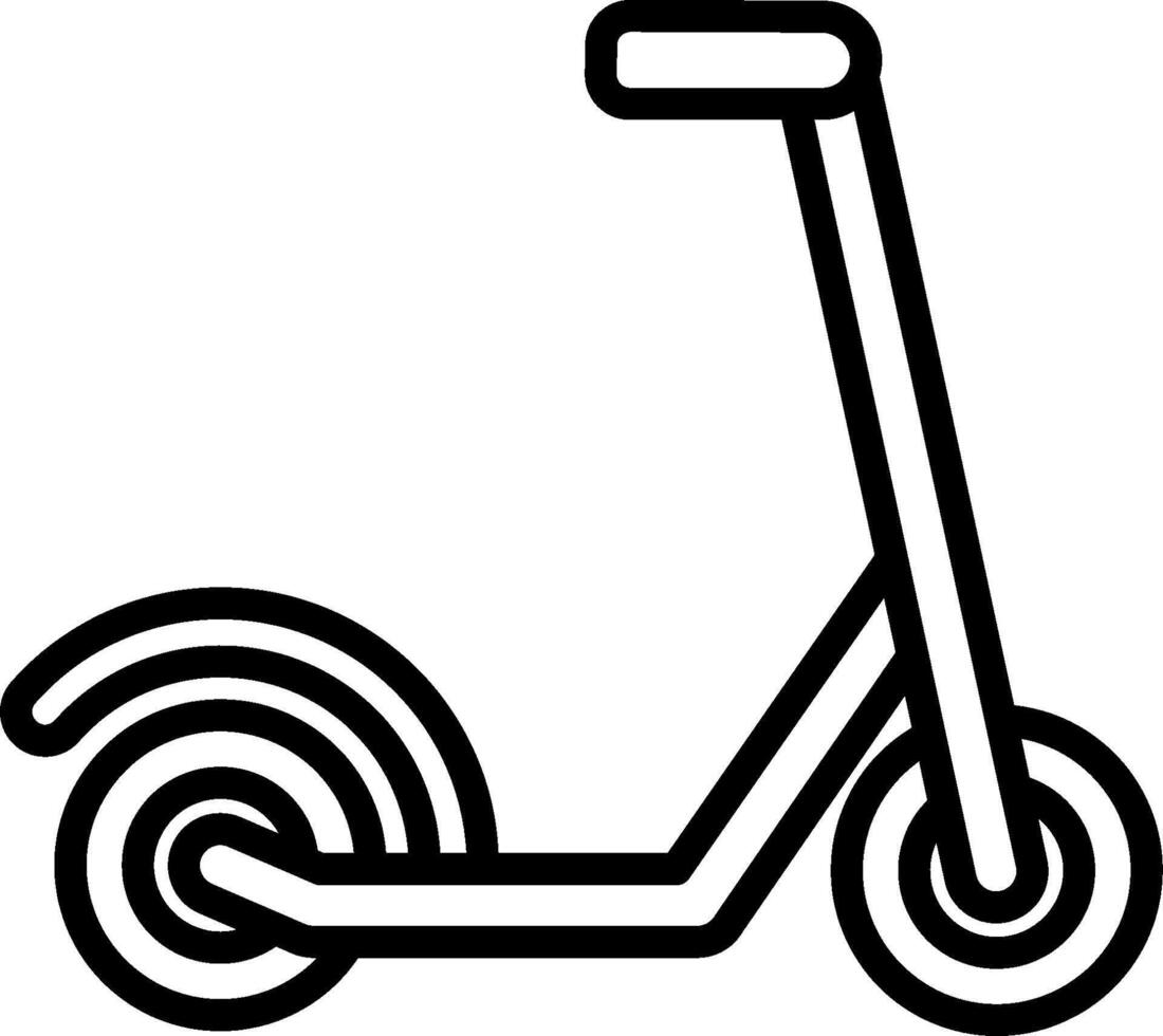 A black and white drawing of a scooter vector