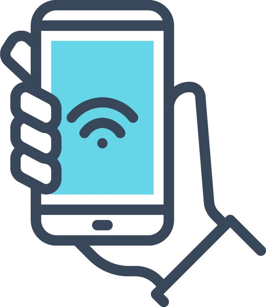 A hand holding a smart phone with a wifi symbol vector