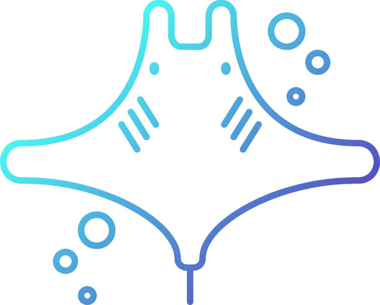 A blue and white outline of a stingray vector