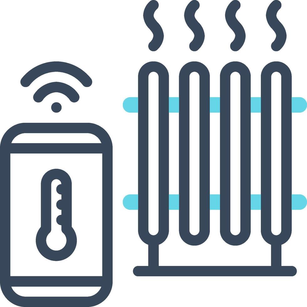 A smartphone and a radiator with a thermometer vector