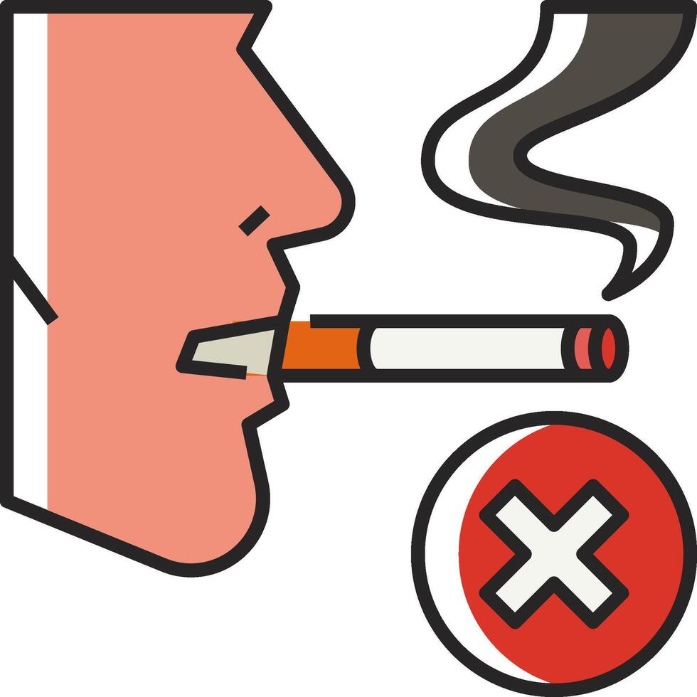 A man smoking a cigarette with a red cross on it vector