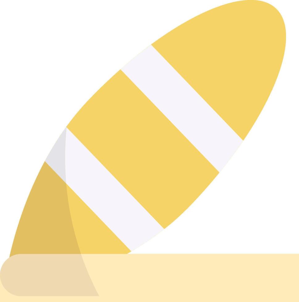 A yellow surfboard with a white stripe vector