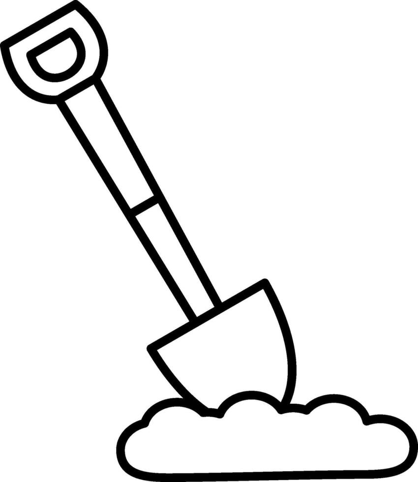A shovel and shovel in the ground coloring page vector