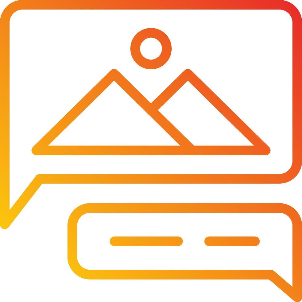 A speech bubble with mountains and a mountain in the background vector