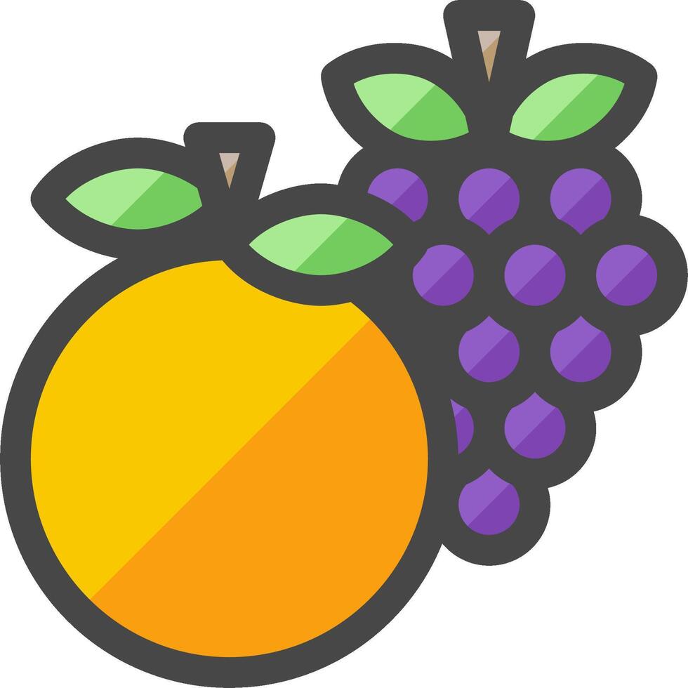 Orange and grape fruit icon vector