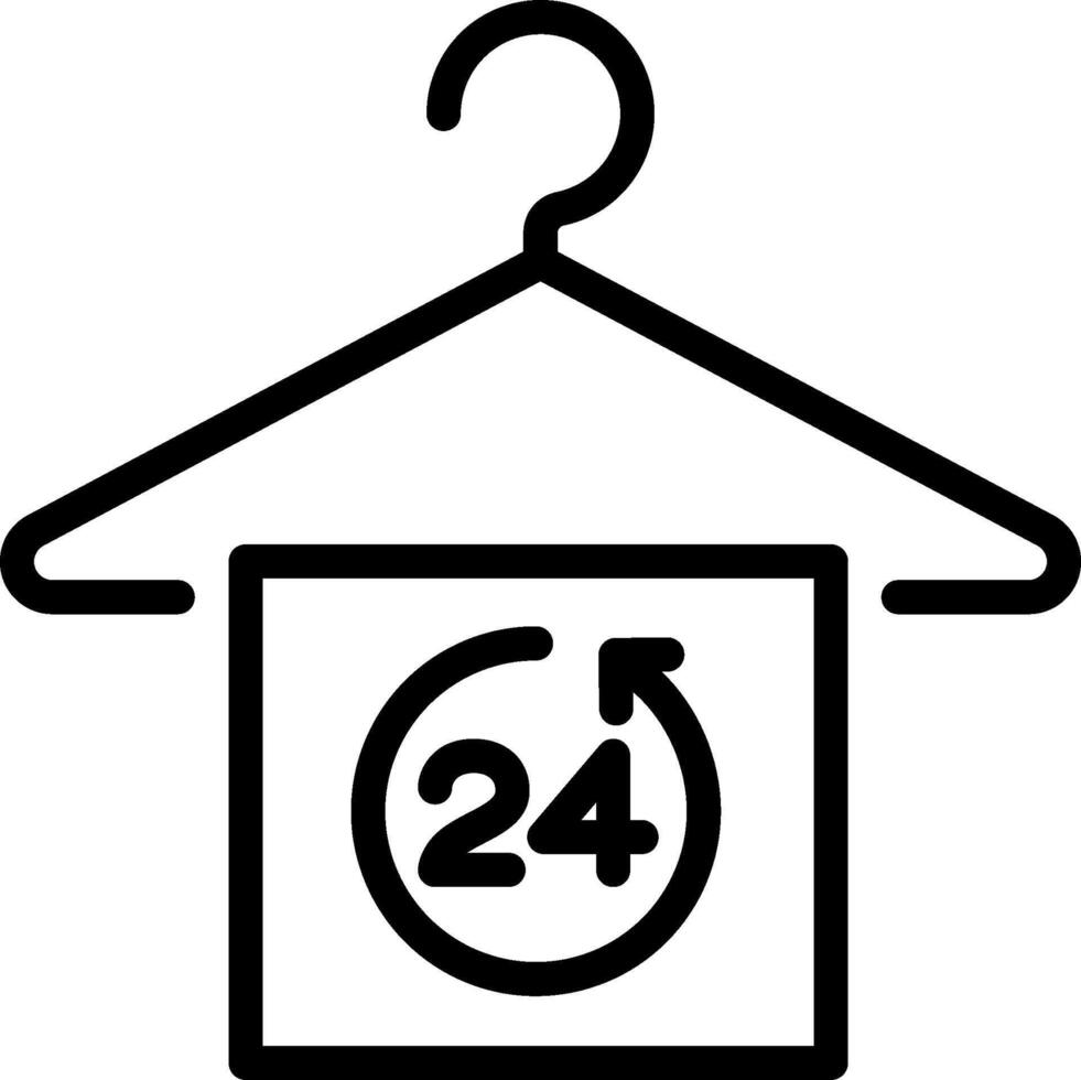 A black and white image of a hanger with a 24 hour clock on it vector