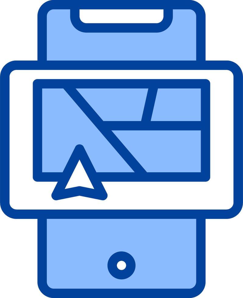 A blue and white phone with a map on it vector