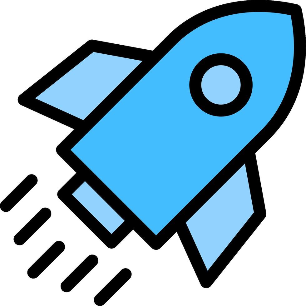 A blue rocket ship icon on a white background vector