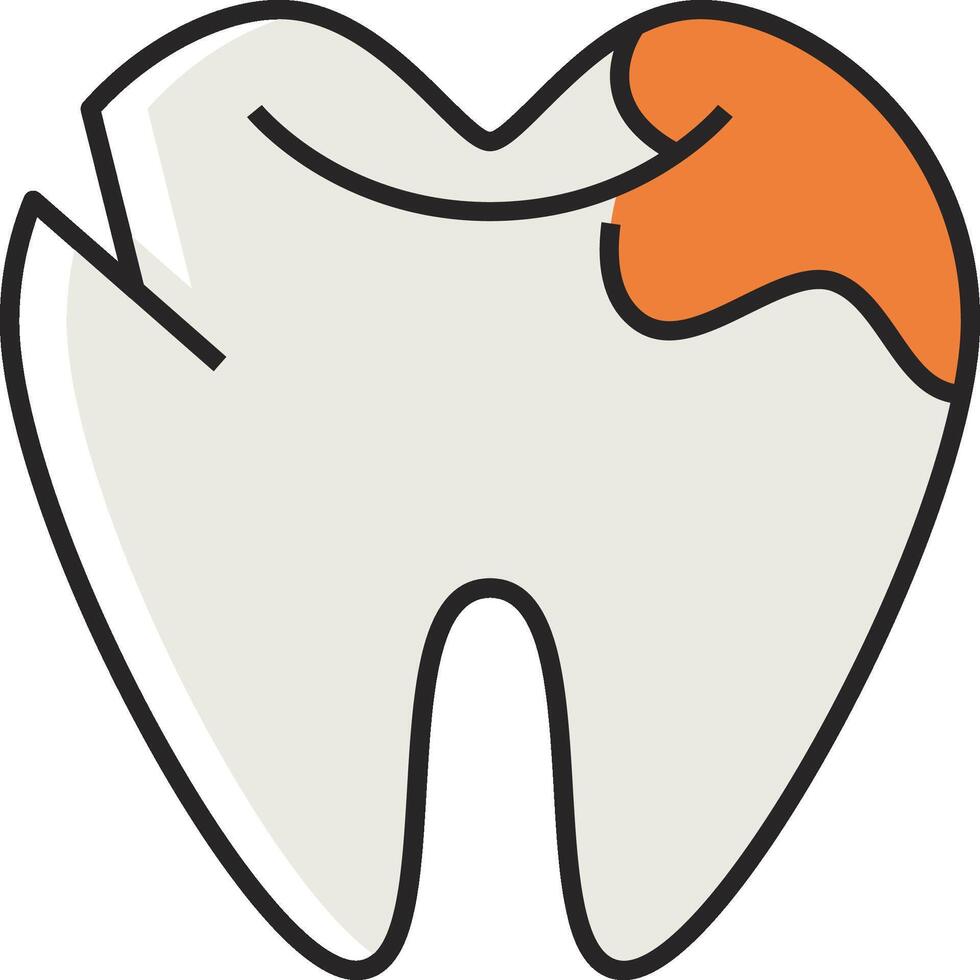 A tooth with an orange toothpaste on it vector