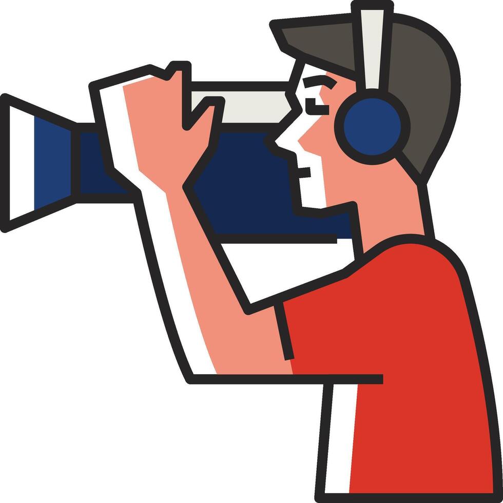 A man with headphones is holding a camera vector