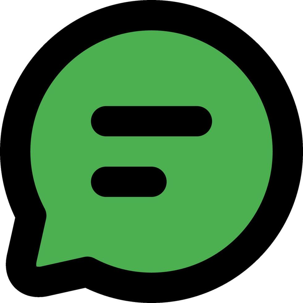 A green chat bubble with a black outline vector