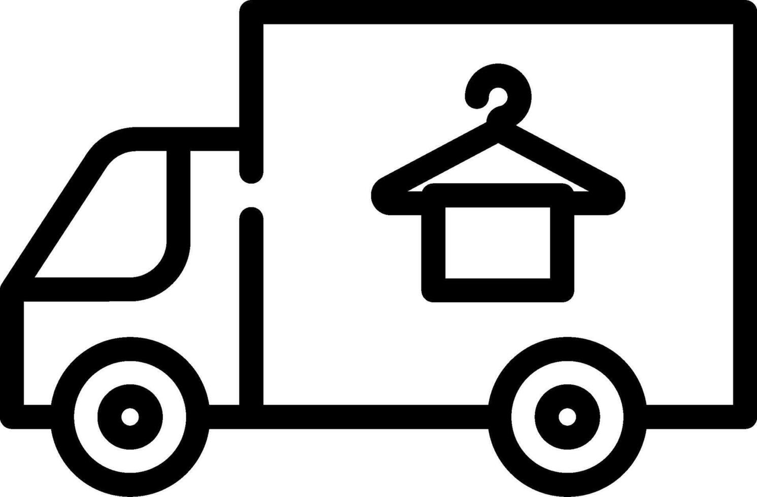A moving truck with a clothes rack on the back vector
