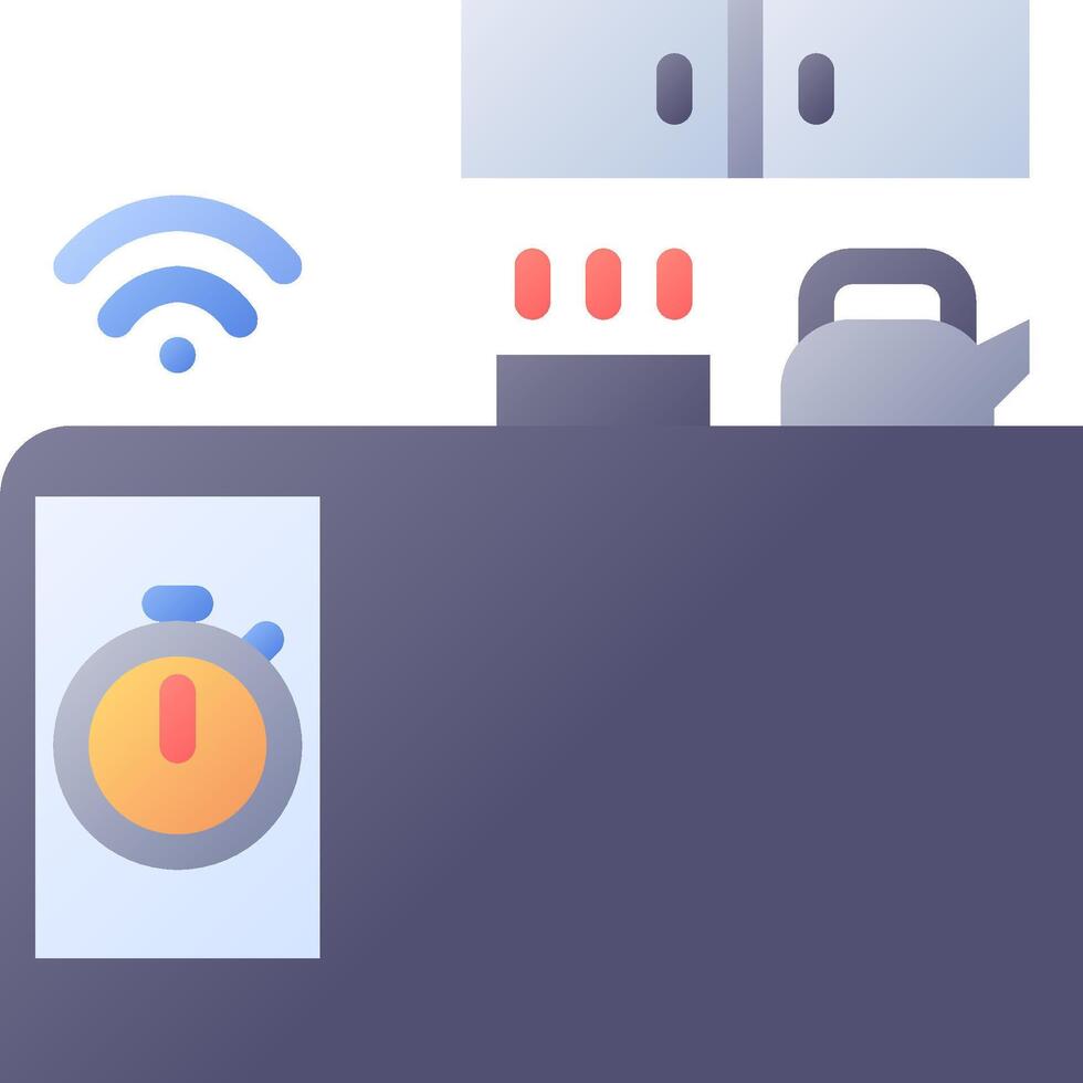 A kitchen with a microwave, a coffee maker, and a wifi symbol vector