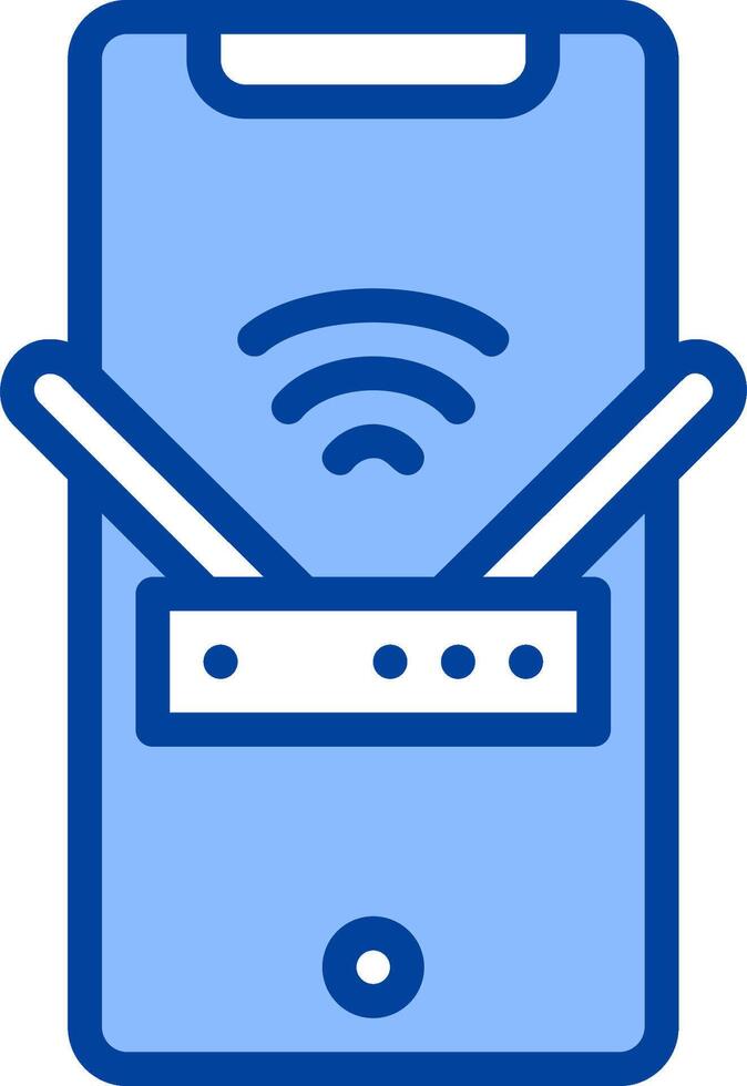 A blue phone with a wifi signal icon vector