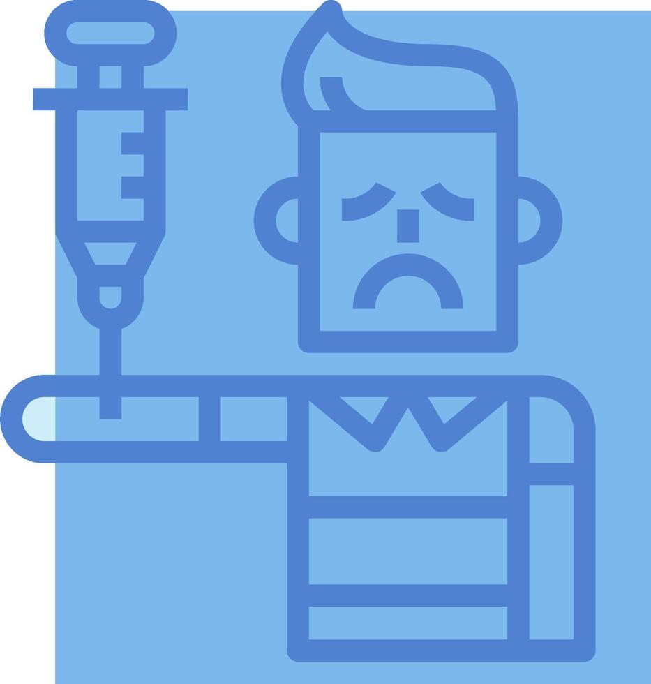 A man holding a syringe with a sad face vector