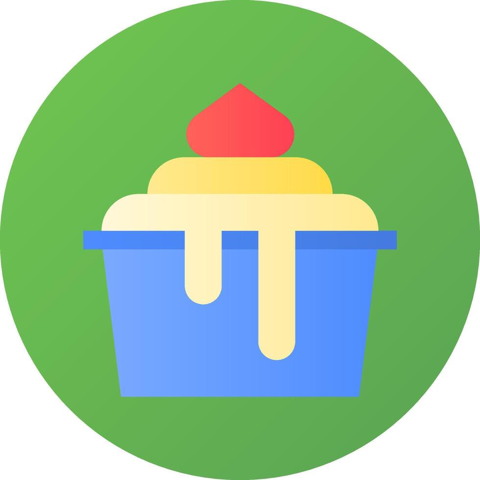 A cupcake with icing on it is shown in a green circle vector