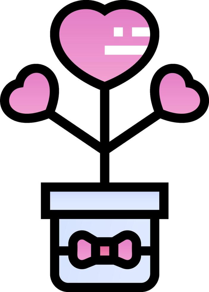 A pink heart shaped plant with two bows vector