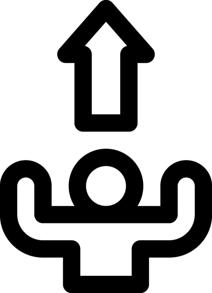 A black and white icon of a man holding an arrow vector