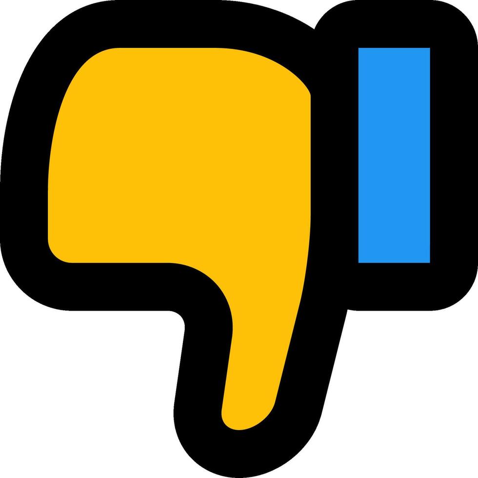 A yellow and blue thumbs down icon vector