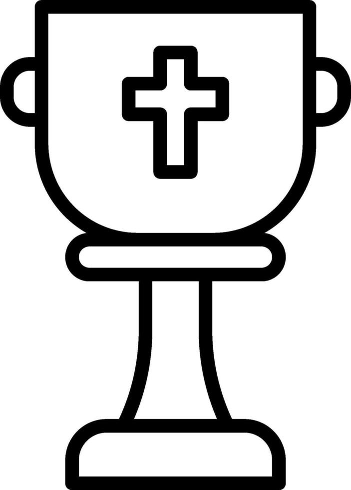 A black and white image of a cup with a cross on it vector