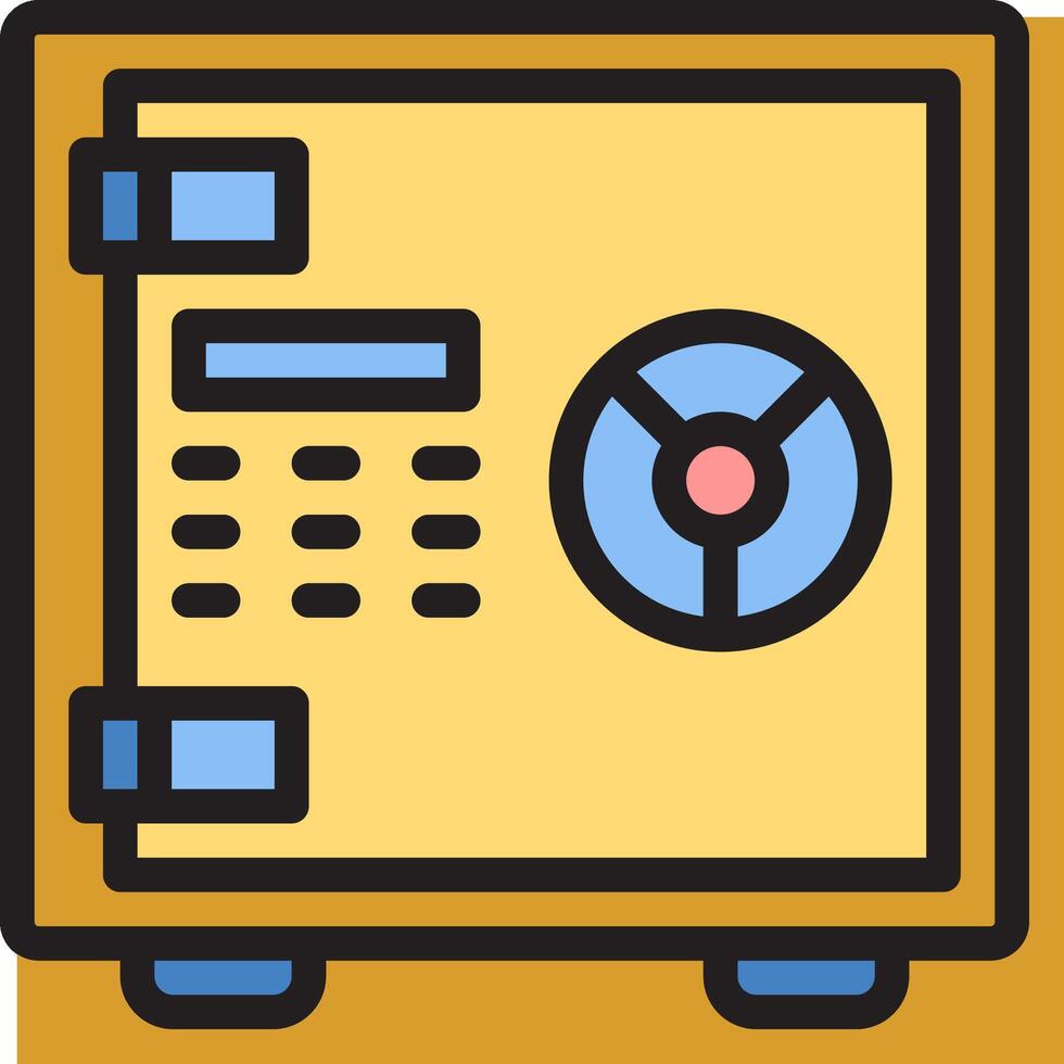A yellow safe box with a blue and black button vector
