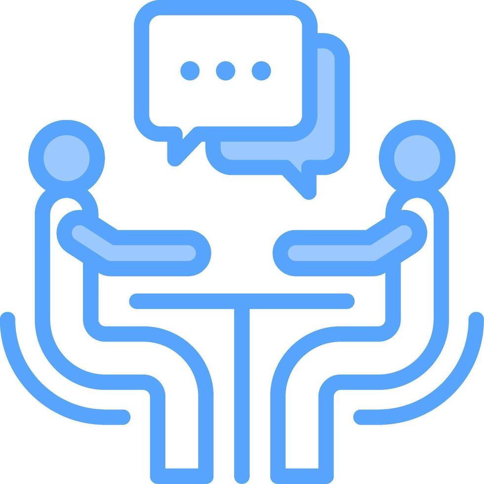 Two people sitting at a table with a speech bubble above them vector
