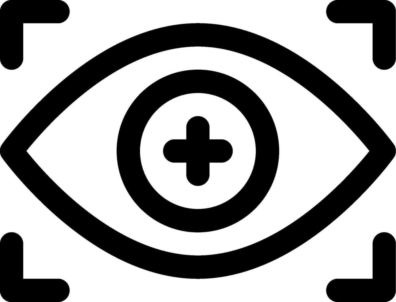 An eye icon with a cross in the middle vector