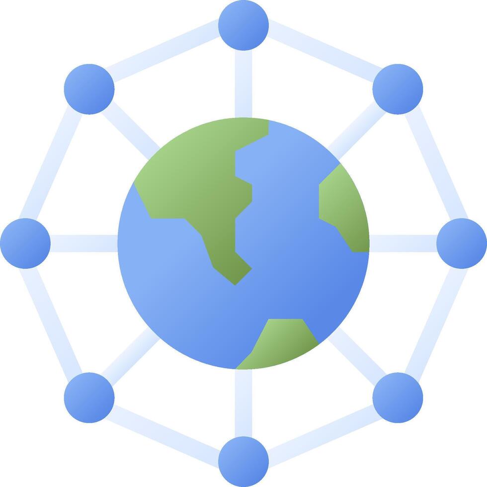 The earth is surrounded by circles and connected to other circles vector