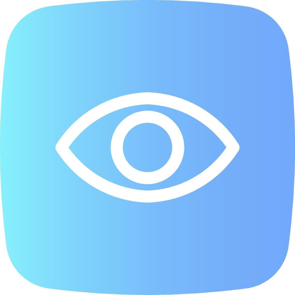 An eye icon on a blue and white square vector