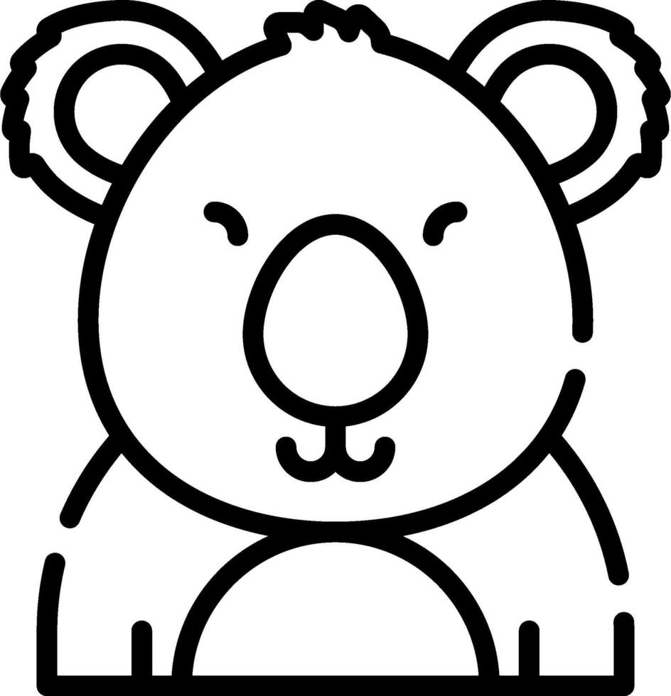A black and white outline of a koala bear vector
