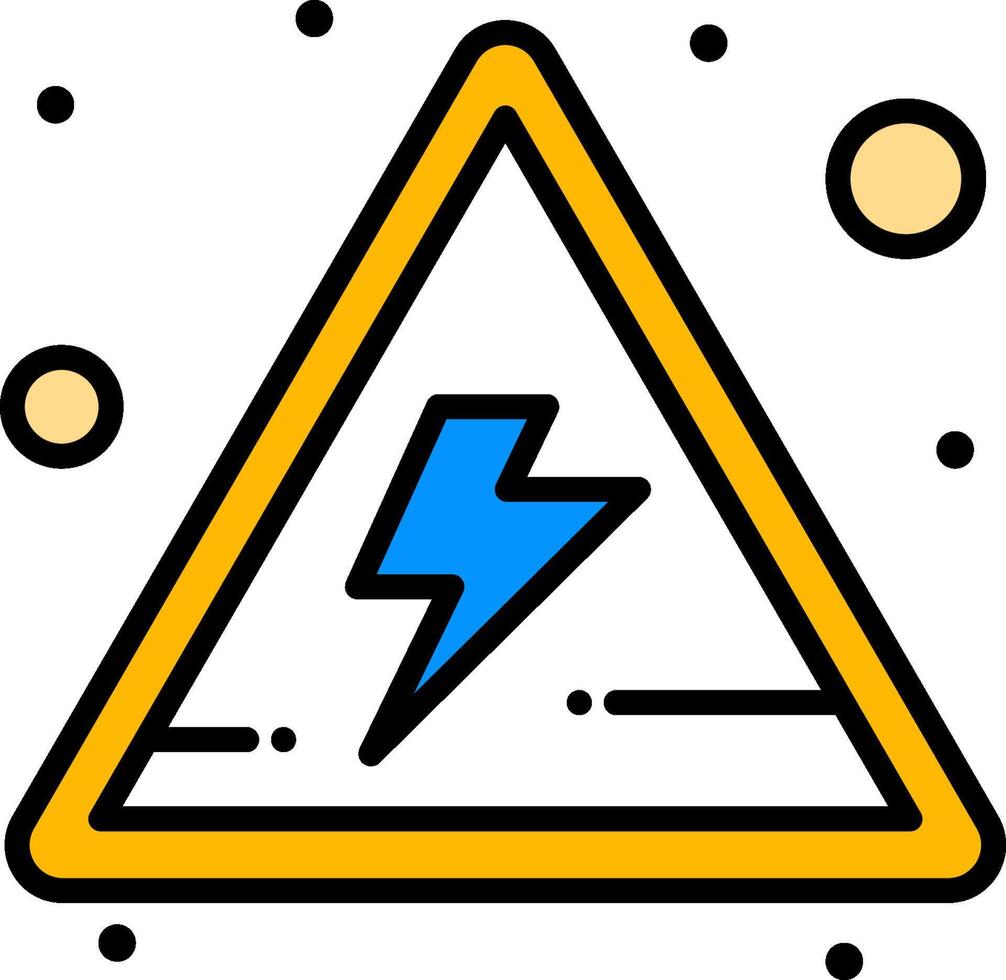 A yellow triangle with a lightning bolt on it vector