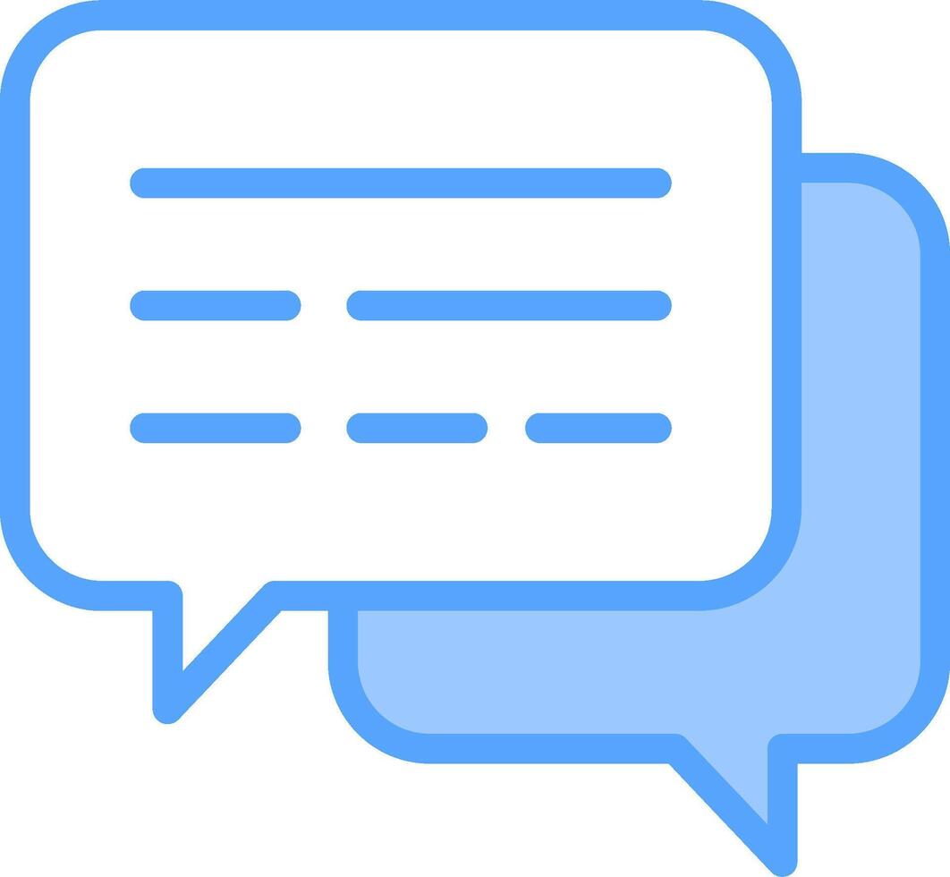 A speech bubble icon with a blue outline vector