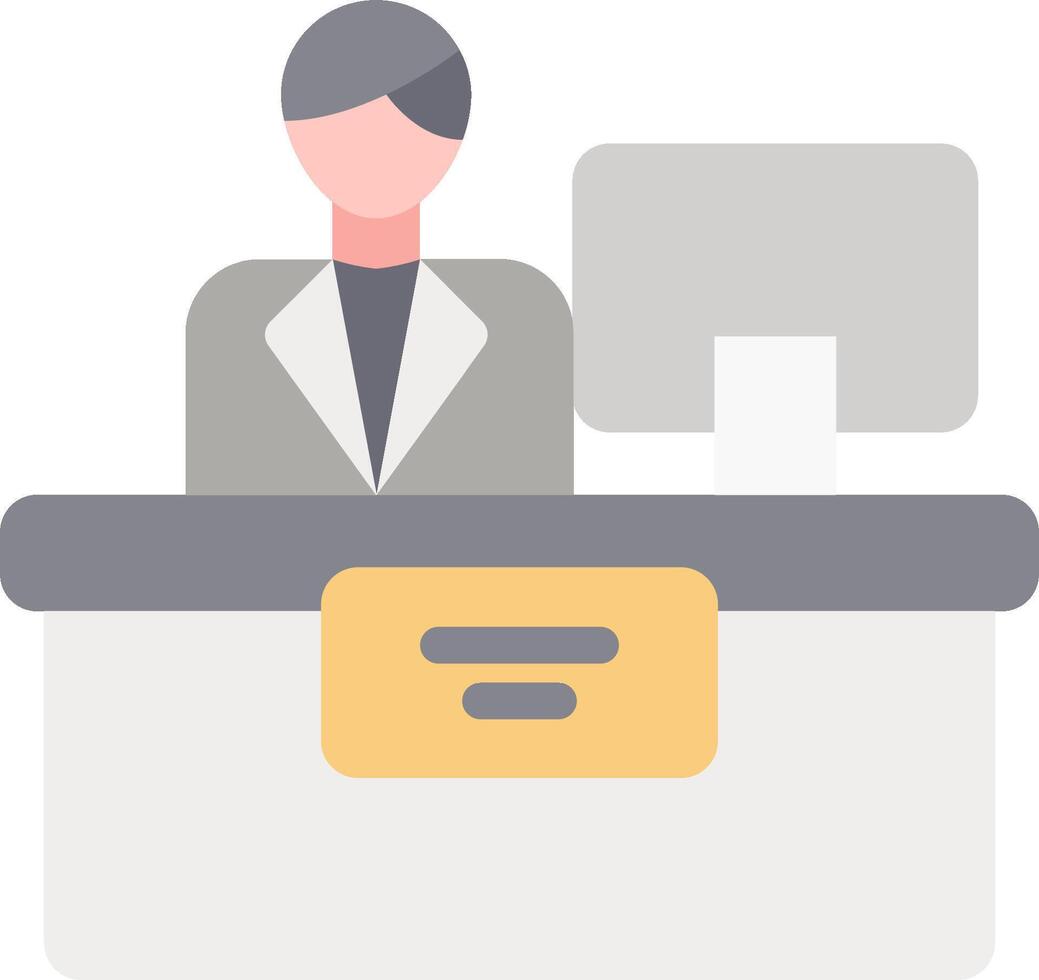 A person sitting at a desk with a computer vector