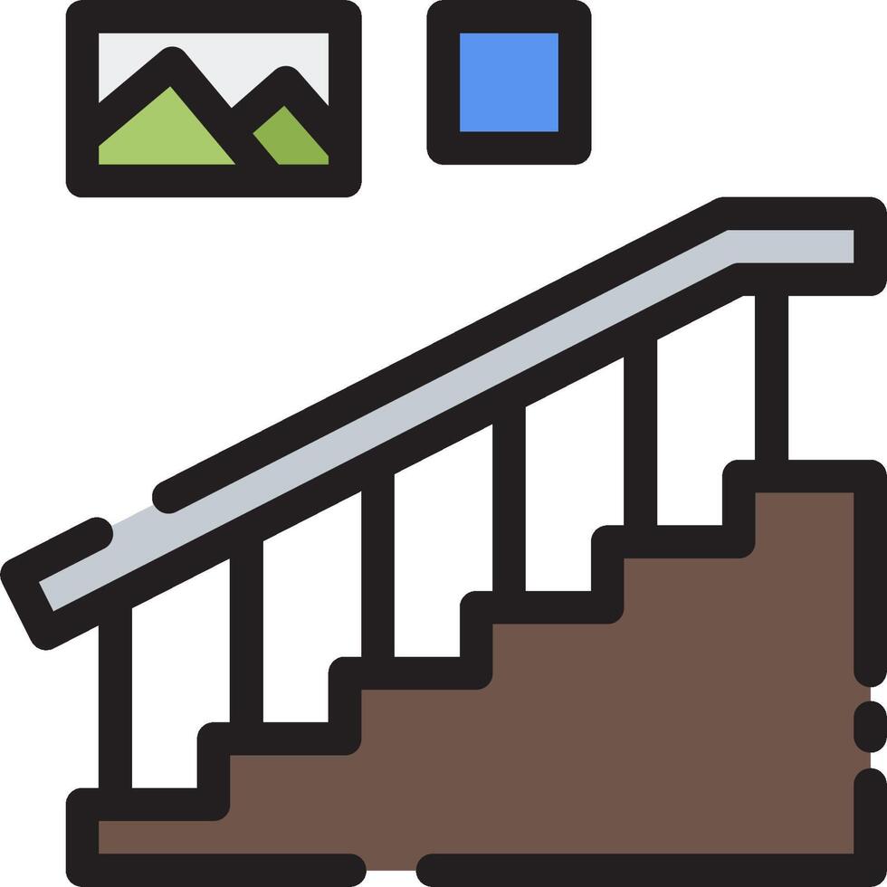 A stairway with a picture of a mountain in the background vector
