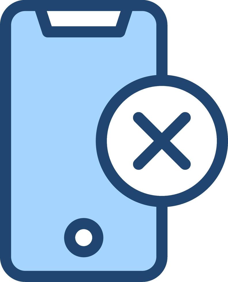 A phone with a cross over it vector