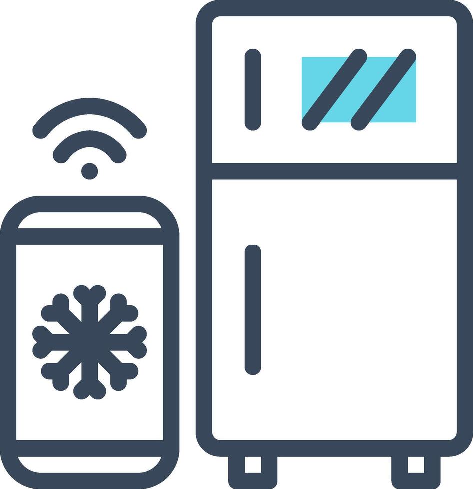 A refrigerator and a phone are connected to a wifi signal vector