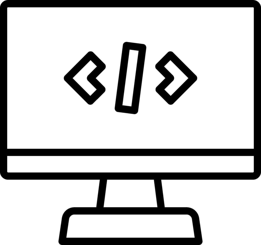 A computer monitor with a code symbol on it vector