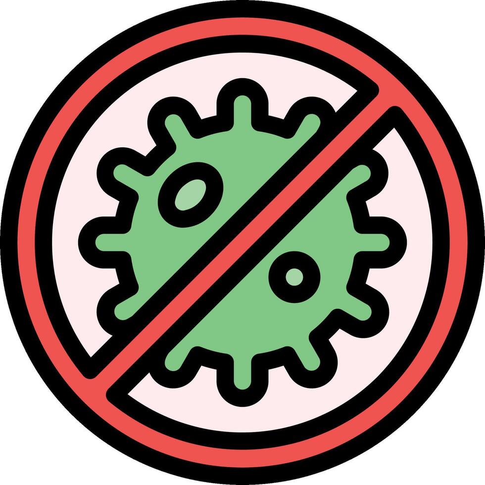 A red and green sign with a virus in it vector