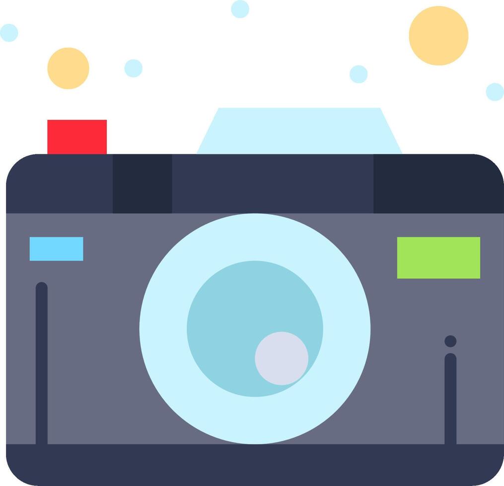 A camera with a lens and a light bulb vector