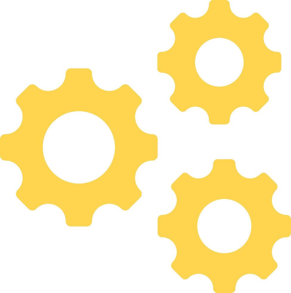 Three yellow gears on a white background vector