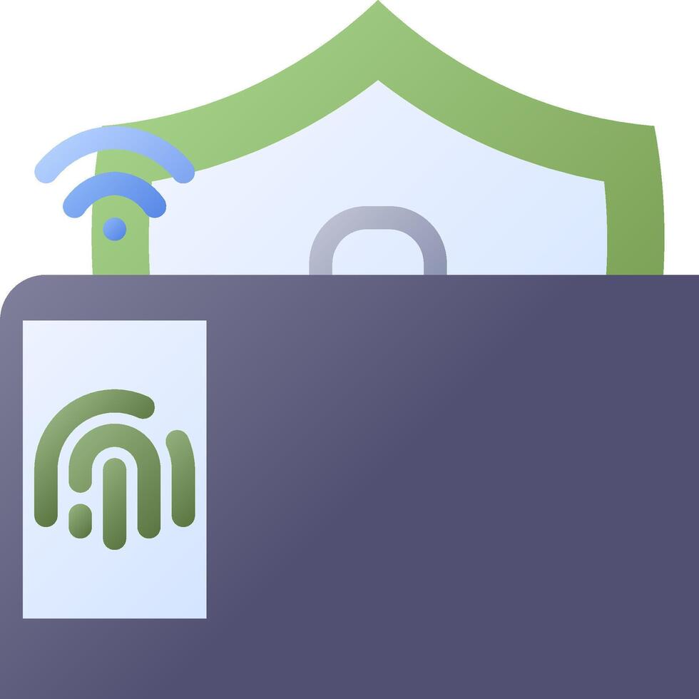 A fingerprint scanner on a wallet vector
