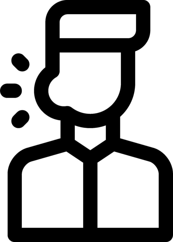 A black and white icon of a man with a hat vector