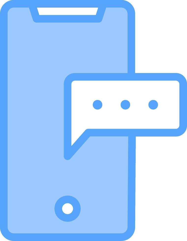 A blue phone with a speech bubble vector