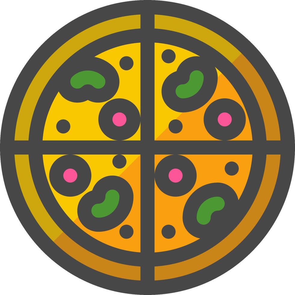 Pizza icon in a circle with four slices vector