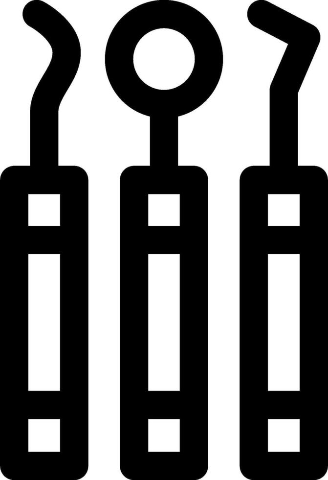 Three black and white icons of three different tools vector