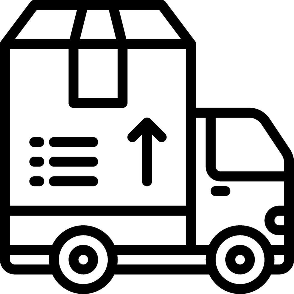 A black and white image of a truck with a box on top vector
